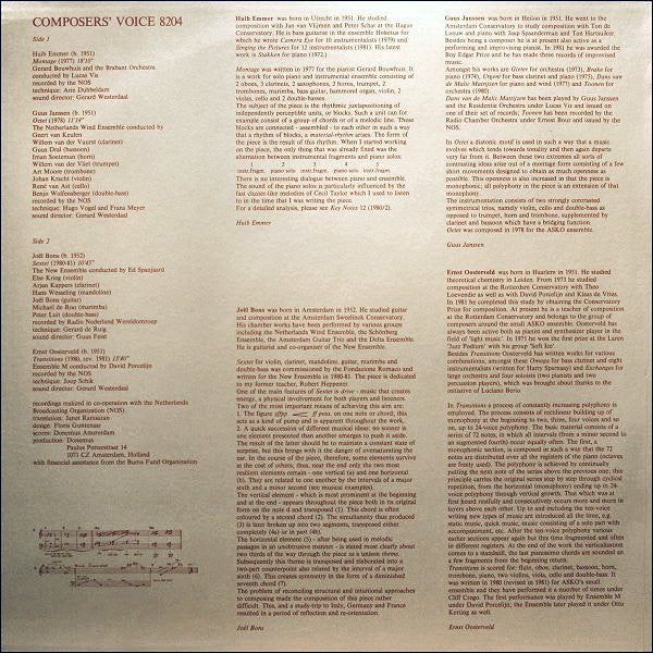 Huib Emmer / Guus Janssen / Joël Bons / Ernst Oosterveld : Montage / Octet / Sextet / Transitions (LP)
