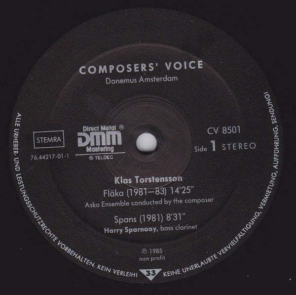 Klas Torstensson, Cliff Crego, Jan Vriend : Untitled (LP)