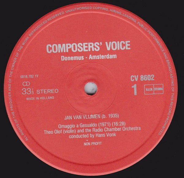Jan van Vlijmen, Guus Janssen, Klaas de Vries : 3 Matthijs Vermeulen Prizes (LP)