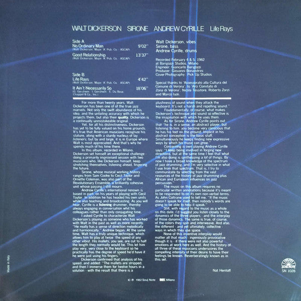 Walt Dickerson, Sirone, Andrew Cyrille : Life Rays (LP, Album)