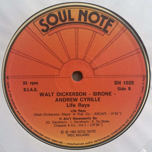 Walt Dickerson, Sirone, Andrew Cyrille : Life Rays (LP, Album)