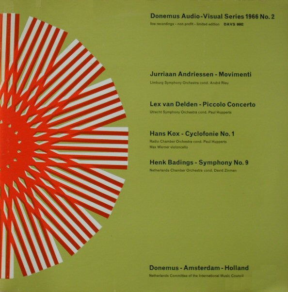 Jurriaan Andriessen / Lex van Delden / Hans Kox / Henk Badings : Moviment / Piccolo Concerto / Cyclofonie No. 1 / Symphony No. 9 (LP, Ltd)