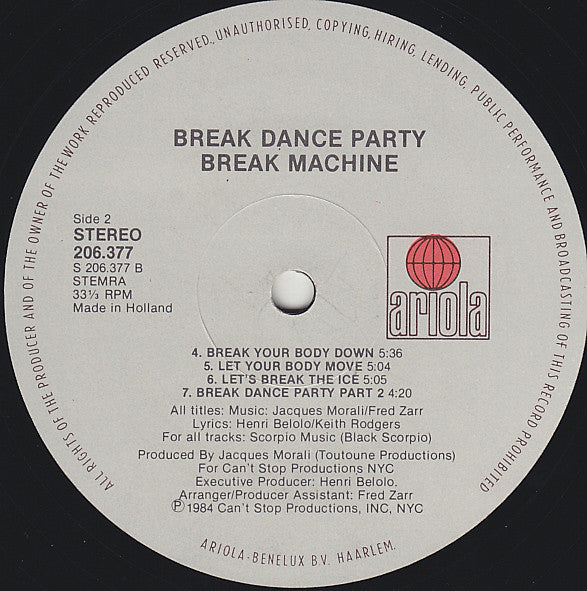 Break Machine : Break Dance Party (LP, Album)