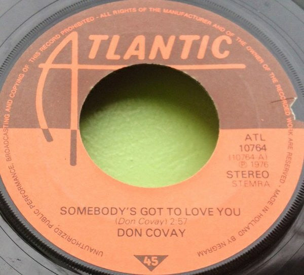 Don Covay & The Goodtimers : Somebody's Got To Love You / Temptation Was Too Strong (7")