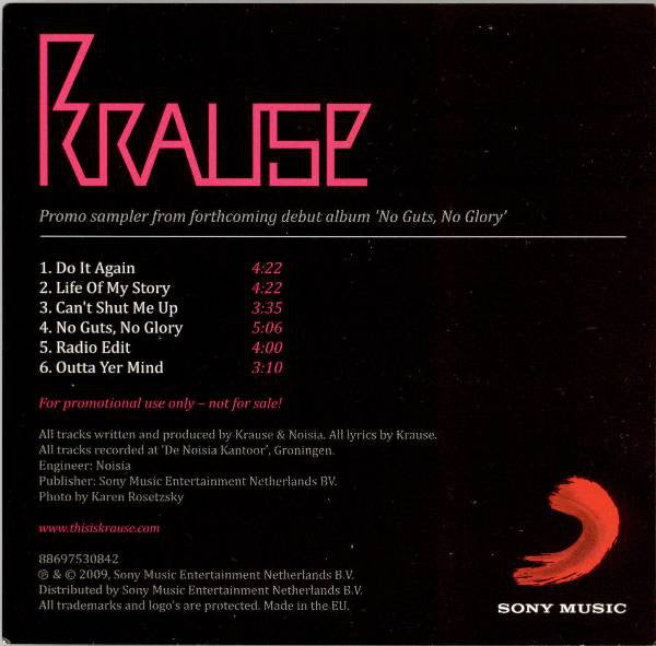 Krause : Promo Sampler From The Forthcoming Debut Album 'No Guts, No Glory' (CD, Promo, Smplr)