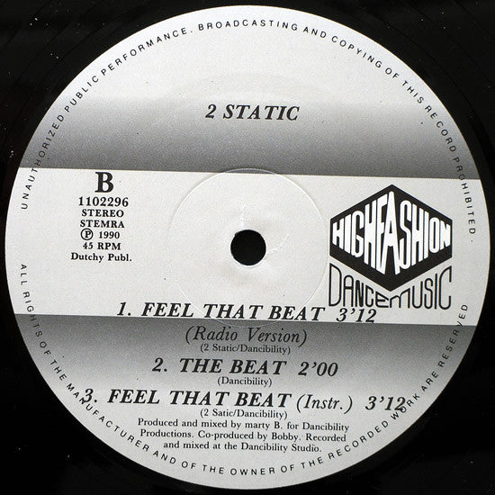 2 Static : Feel That Beat (12")
