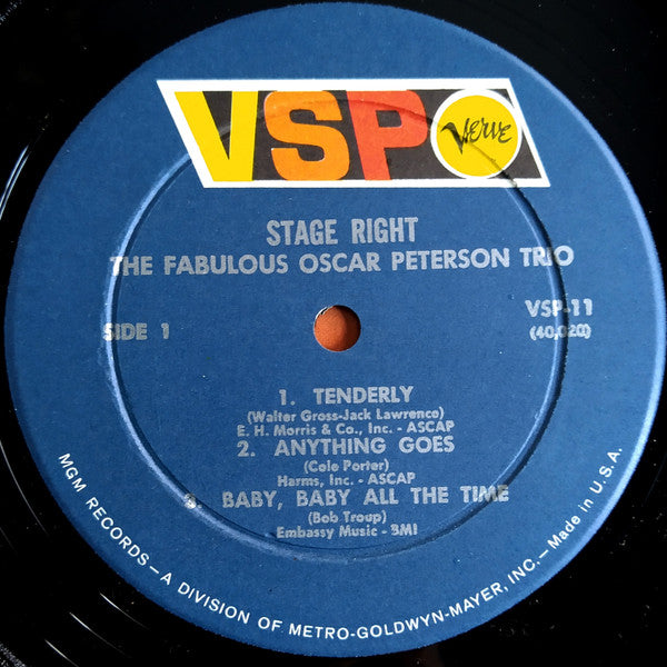 The Fabulous Oscar Peterson Trio* : Stage Right (LP, Comp, Mono)