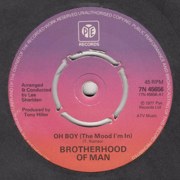 Brotherhood Of Man : Oh Boy (The Mood I'm In) (7", Single, Kno)