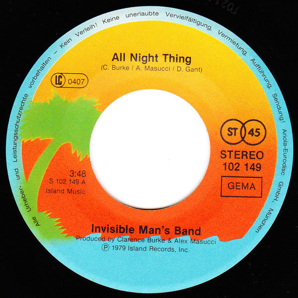 Invisible Man's Band : All Night Thing (7", Single)