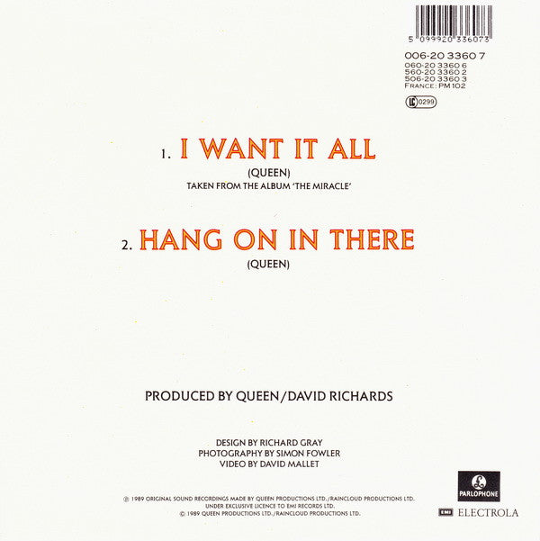 Queen : I Want It All (7", Single)