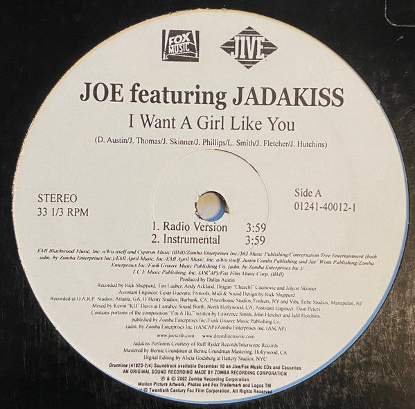 Joe Featuring Jadakiss : I Want A Girl Like You (12")