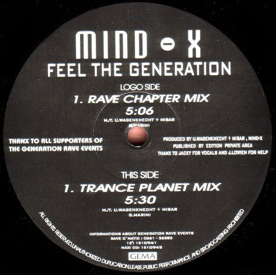 Mind-X* : Feel The Generation (12")