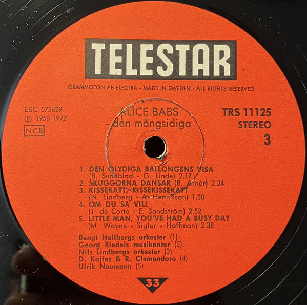 Alice Babs : Alice Babs - Den Mångsidiga (2xLP, Comp)