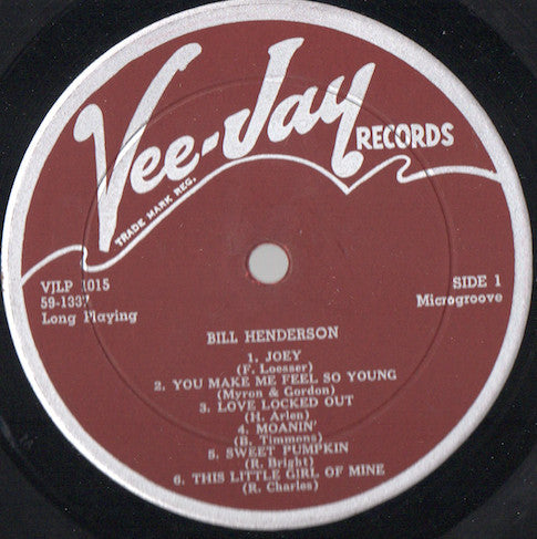 Bill Henderson (3) : Sings (LP, Album, Mono)