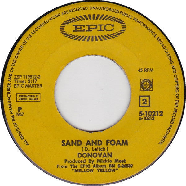 Donovan : There Is A Mountain / Sand And Foam (7", Single)