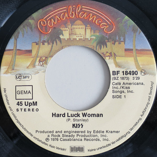 Kiss : Hard Luck Woman (7", Single)