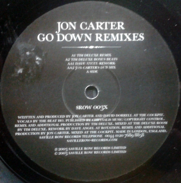 Jon Carter : Go Down Remixes (12")