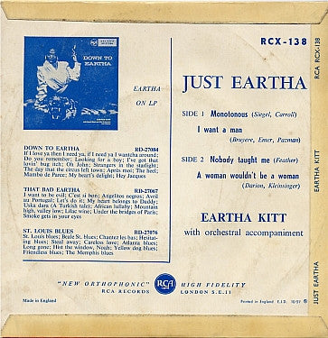 Eartha Kitt : Just Eartha (7", EP, E/T)