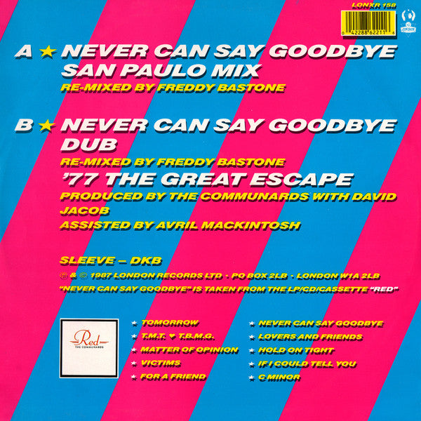 The Communards : Never Can Say Goodbye (Remix) (12", Single)