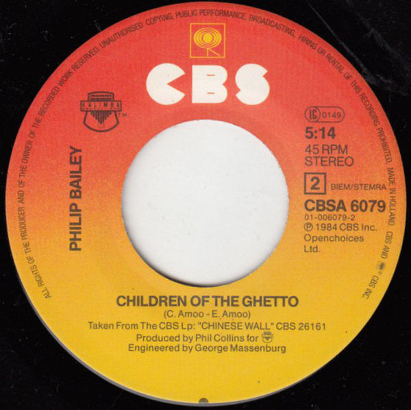 Philip Bailey : Walking On The Chinese Wall (7", Single)