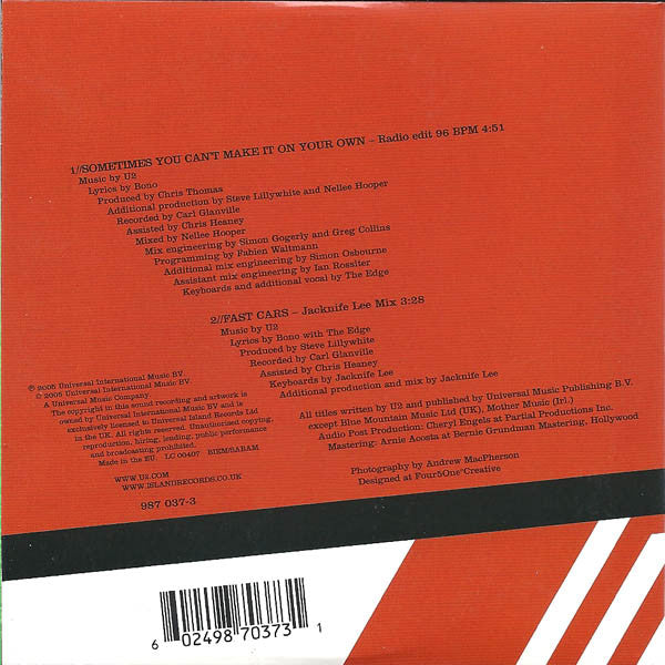 U2 : Sometimes You Can't Make It On Your Own (CD, Single, Car)