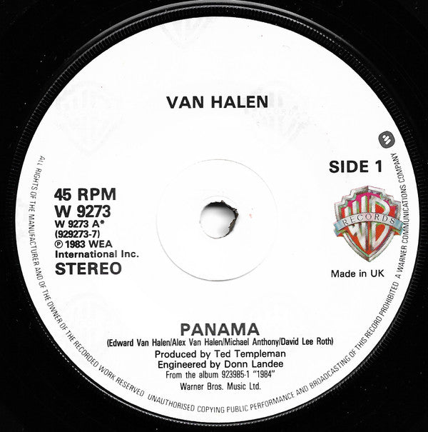Van Halen : Panama (7", Single)