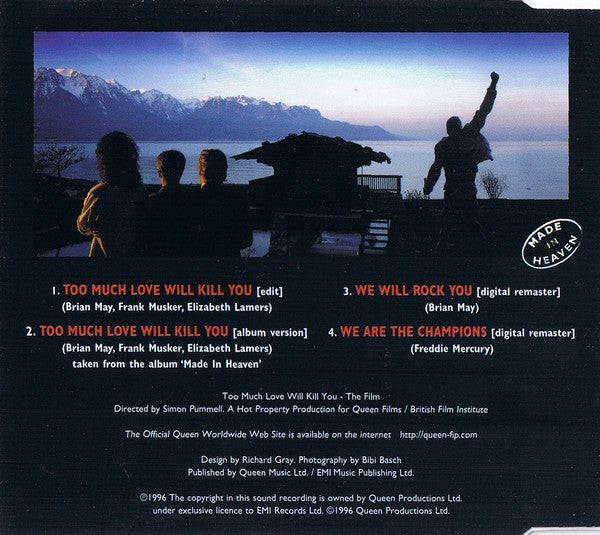 Queen : Too Much Love Will Kill You (CD, Single, Promo)