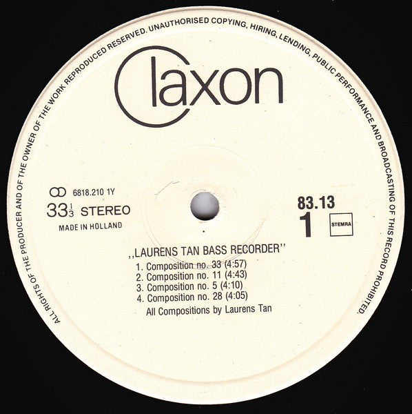 Laurens Tan : Bass Recorder (LP, Album)