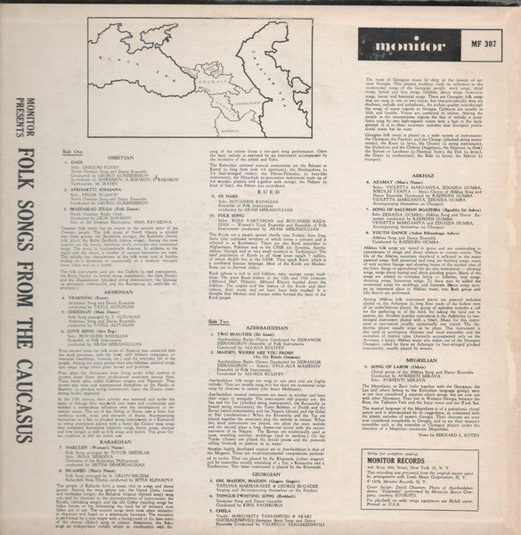 Various : Folk Songs From The Caucasus (LP, Comp, Mono)