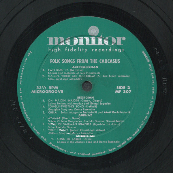 Various : Folk Songs From The Caucasus (LP, Comp, Mono)