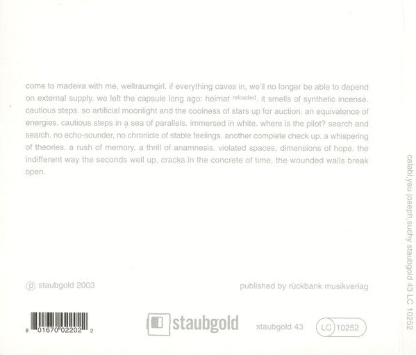 Joseph Suchy : Calabi.Yau (CD, Album)