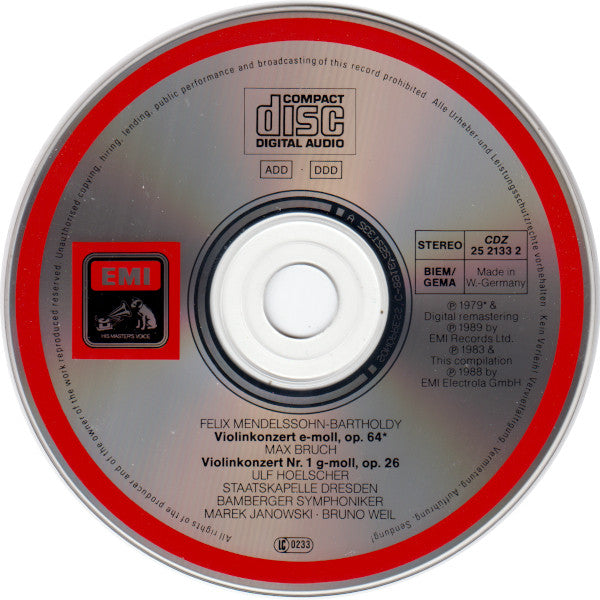 Felix Mendelssohn-Bartholdy • Max Bruch, Ulf Hoelscher · Staatskapelle Dresden · Bamberger Symphoniker · Marek Janowski · Bruno Weil : Violinkonzerte (CD, Comp)