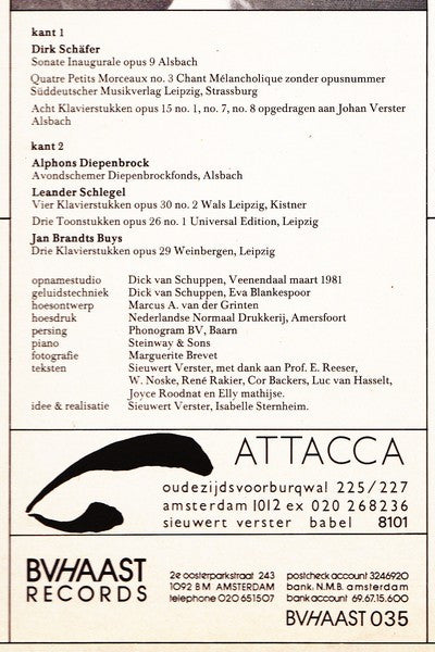 Jacob Bogaart : Nederlandse Pianomuziek Rond 1900 (LP)