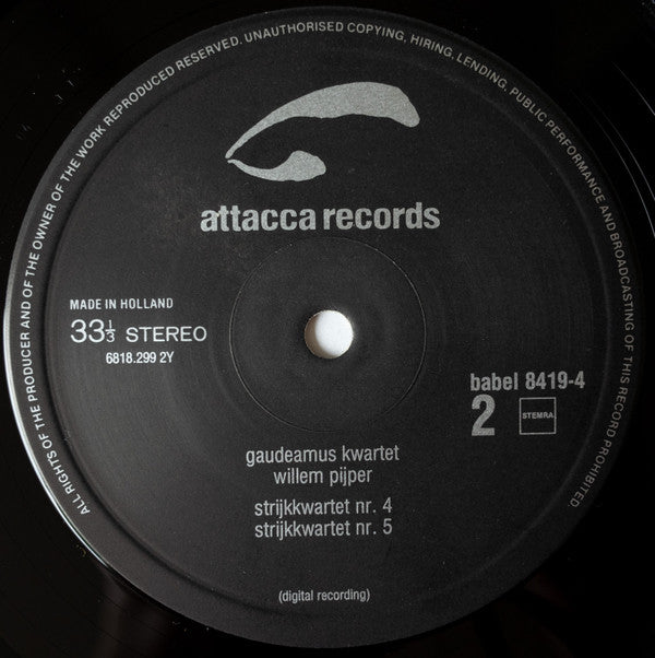 Gaudeamus String Quartet, Willem Pijper : Vier Strijkkwartetten (LP, Album)