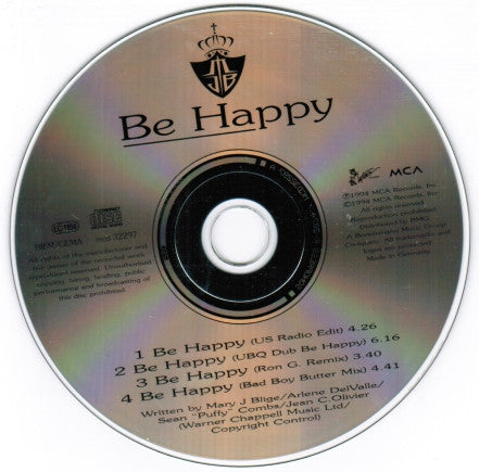 Mary J. Blige : Be Happy (CD, Maxi)