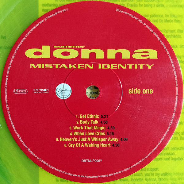 Donna Summer : Mistaken Identity (LP, Album, RE, Yel)