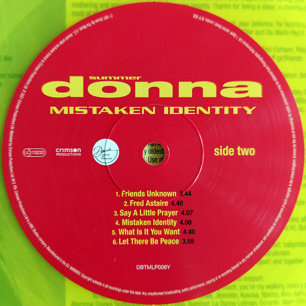 Donna Summer : Mistaken Identity (LP, Album, RE, Yel)