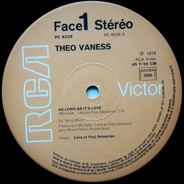 Theo Vaness : As Long As It's Love (12", Maxi)