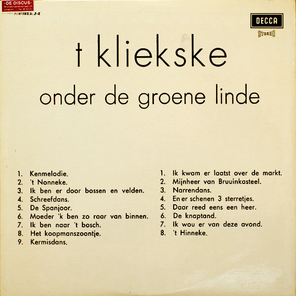 't Kliekske : Onder De Groene Linde (LP, Album)