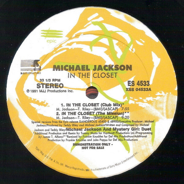 Michael Jackson : In The Closet (2x12", Promo, Gat)