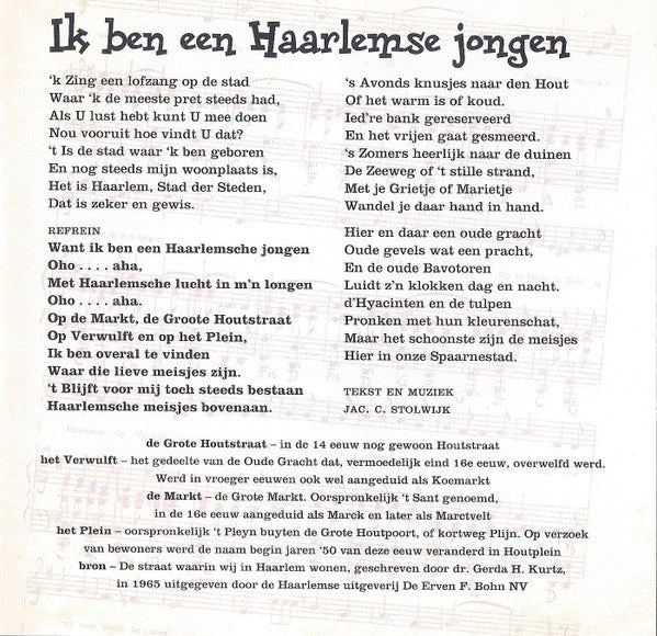 Joost Mulder & De Costers, Draaiorgel De IJzeren Hein : Ik Ben Een Haarlemse Jongen (CD, Single)