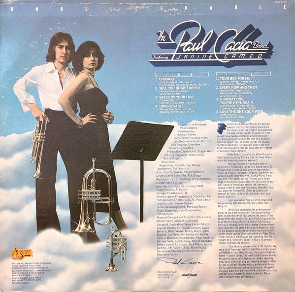 The Paul Cacia Band* Featuring Janine Cameo : Unbelievable (LP, Album)