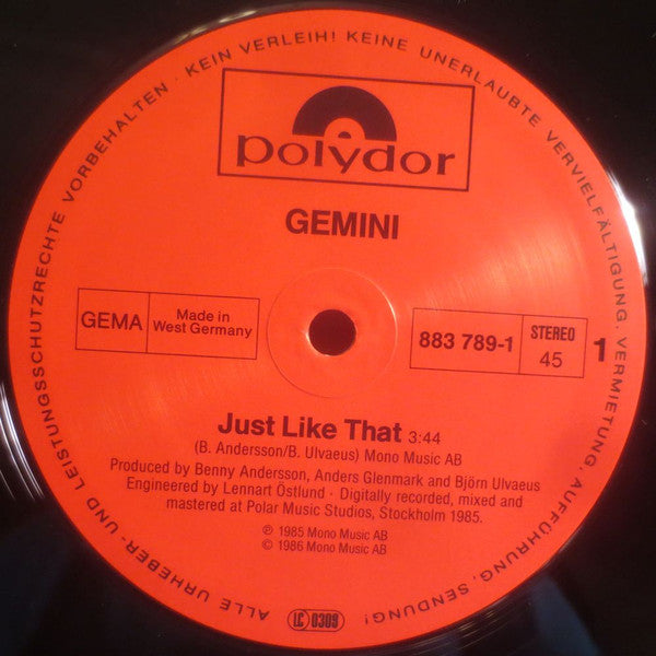Gemini (5) : Just Like That (12", Maxi)