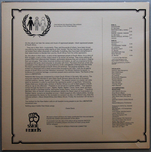 South Africa Freedom Singers : Liberation - South Africa - Freedom Songs (LP, Album)
