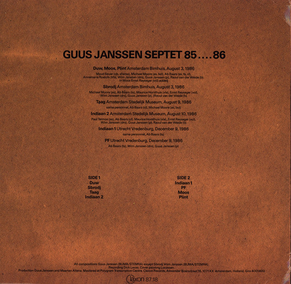 Guus Janssen Septet : 85 .... 86 (LP)