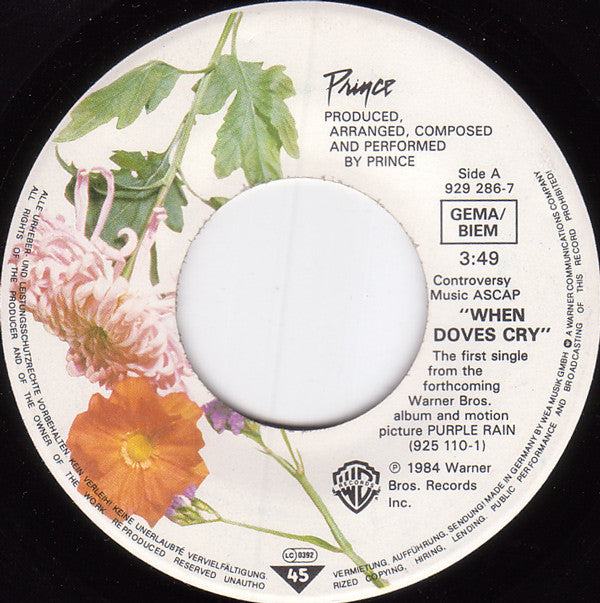 Prince : When Doves Cry (7", Single)