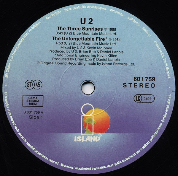 U2 : The Unforgettable Fire (12", Maxi)