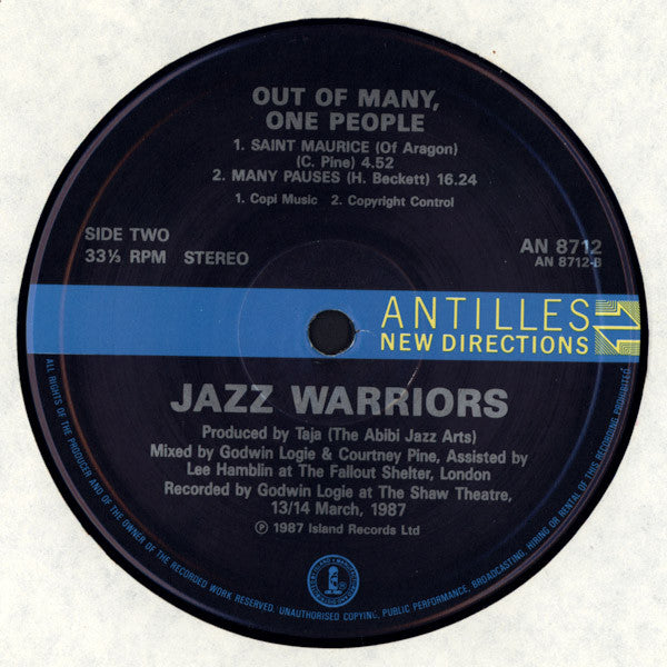Jazz Warriors : Out Of Many, One People (LP, Album)