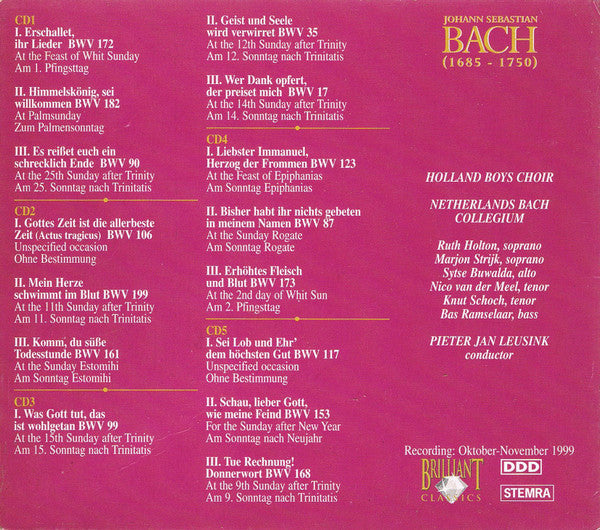 Johann Sebastian Bach : Cantatas Vol. III / Kantaten Vol. III (5xCD + Box, Sli)