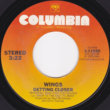 Wings (2) : Getting Closer (7", Single, Styrene, Pit)